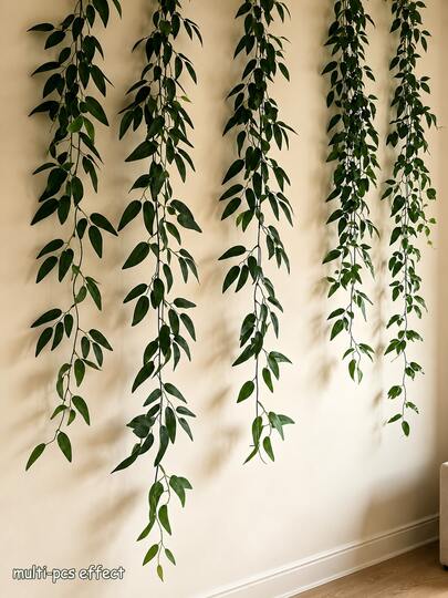 3pcs Artificial Willow Leaves Vine Hanging Faux Greenery Vine Fake Green Plants Leaf Garland Suitable For Garden Wedding Backdrop Party Home Decor Stuff Indoor Outdoor House Window Box Summer Fall Decorations Hotel Cafe Background Wall Decor