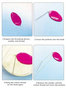 Thumb-Style Needle Threader, Available In Rose Red And Red, Sturdy Handle With Metal Hook, Wear-Resistant And Durable. Suitable For Seniors, Sewing Beginners And People With Impaired Vision, Can Be Used For Daily Sewing, Cross Stitch, Embroidery DIY, Essential Sewing Accessory - Thumb Needle Threader - View 8