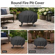 Round Fire Pit Cover - 5 Sizes Available, Heavy Duty 300D Oxford Fabric, Drawstring Design Bottom (Black), Suitable For Fire Pit, Propane Fire Pit, Perfect Holiday Party Gift For Family And Friends (Cover Only) - View 6