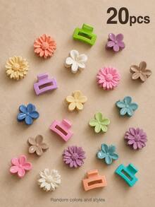 10/20 piezas de pinzas para el cabello mini de colores y estilos aleatorios, sencillas y coloridas para niñas - Multicolor - Ver 5