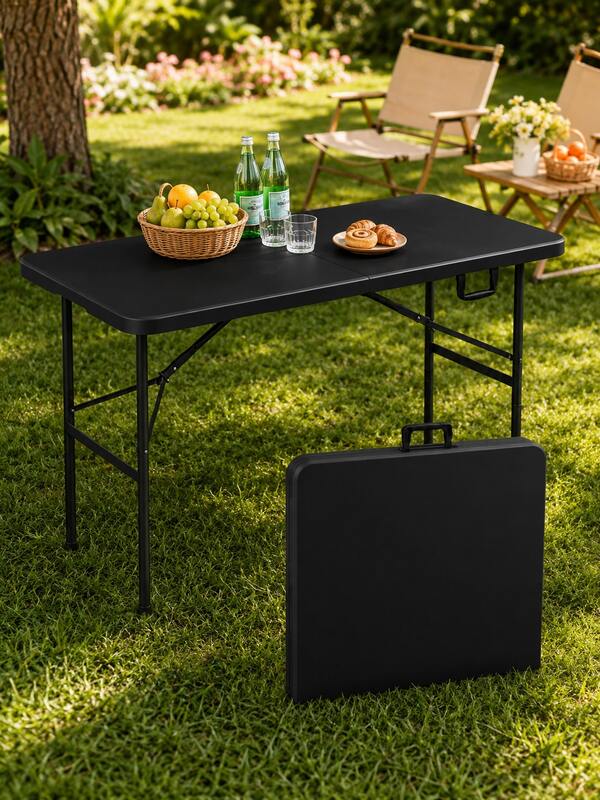 Mesa Plegable de Plastico, en Forma Rectangular, 180 Centímetros de Largo, Plástico Resistente para Interiores y Exteriores, Color Blanco