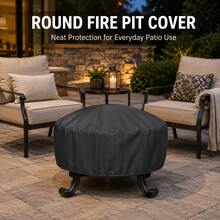Round Fire Pit Cover - 5 Sizes Available, Heavy Duty 300D Oxford Fabric, Drawstring Design Bottom (Black), Suitable For Fire Pit, Propane Fire Pit, Perfect Holiday Party Gift For Family And Friends (Cover Only) - View 1