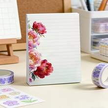 Gvanvilo 50 Sheets/Book Watercolor Peony Lined Memo Pad 10*14cm Highly Attractive Notebook Office Memo Planner Tear-Off Note Paper Artistic Floral Border Design Portable Pocket Notebook Daily Checklist Notebook Girly Cute Stationery Watercolor Peony Pattern Enhance Writing Ritual Hand Journal Material Paper Can Be Used For Letter Writing, Diary, Notes, List Planning, Hand Journal Collage - 50 Sheets/book - View 6