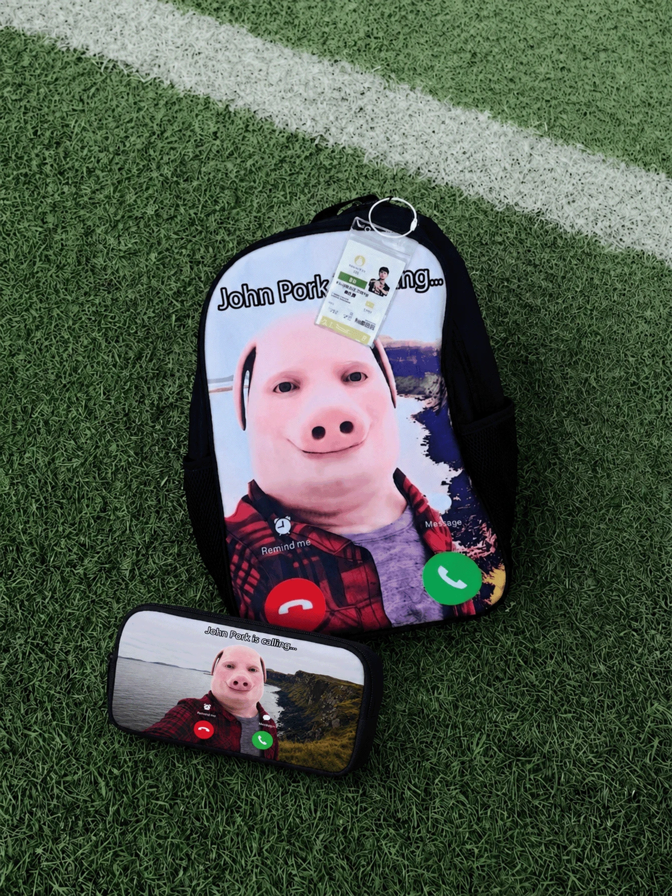 Funny John Pork Backpack: Niche Pig God Meme Pin Phone Screen Backpack Backpack Travel Bag, Portable Campus Student Stationery And Book Storage Bag For Going Out