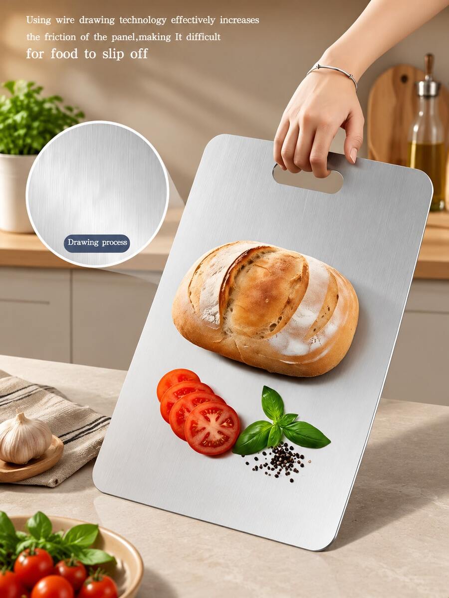 2pcs Stainless Steel Cutting Board Set - Double-Sided Stainless Steel, Smooth Surface And Durable; Essential For Kitchen And Catering Industry.