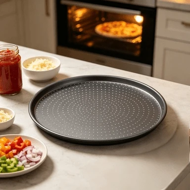 Grey Steel Baking Pan With Non-Stick Coating, Dimensions 32 * 32 * 1.4 Cm. Square Baking Plate Crafted For Homemade Pizza Baking, Suitable For Oven Baking Production At Home. - View 1
