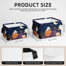 1pc Halloween Pumpkin Ghost Cat Pattern Storage Basket, Polyester Fabric Foldable Organizer Bin For Clothes Blankets Seasonal Decorations Closet Bedroom Home Storage - View 10