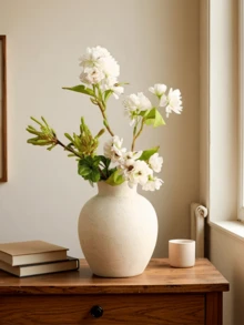 Vintage Ceramic Vase (1pc) - Handmade Round Decorative Vase, Rustic Nostalgic Style, Suitable For Home Gatherings, Kitchen, Living Room, Church, Office And Entryway Decor, Also As Christmas Table Centerpiece - Multicolor - View 3