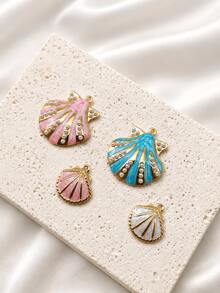 Pcs Shell Pendant With Pearl Beads, Ocean Beach Style Enamel Shell Pendant, Suitable For DIY Necklace, Bracelet Jewelry Making Accessories - Multicolor - View 2