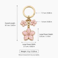 Miniso 1pc Elegant Enamel Flower Keychain, Gold Tone Floral Bag Pendant Charm For Women, Purse, Backpack, Car Keys, Birthday, Graduation & Friendship Gift, 3 Colors Available - 1PC - View 8