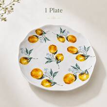 WGROOM 1 buah/4 buah Piring Keramik Lemon, Piring Makan Besar 28cm, Piring Keramik Motif Lemon, Cocok untuk Makanan Penutup, Buah-buahan, Salad, Pasta, Penggunaan di Dapur dan Meja Makan - MultiWarna - View 4