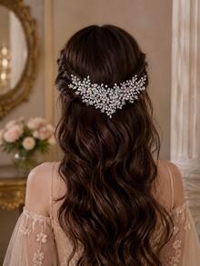 Handmade Iridescent AB Crystal Rhinestone Hair Comb, Gold Tone Bridal Hair Accessory For Women, Suitable For Wedding, Bridesmaid, Prom, Party And Formal Occasions - Color - View 7