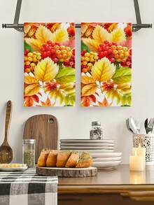 2pcs/4pcs/8pcs Thanksgiving Autumn Maple Leaf Pumpkin Hand Towels, Harvest Festival Bathroom Towels, Dish Cloths, Vintage Farm Style, Suitable For Harvest Festival Kitchen Decor, Thanksgiving Party Event Decoration - Multicolor - View 4