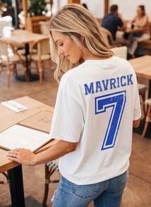 Distressed Varsity Baseball Gameday Tee For Women, Custom Player Name And Number Printed On Back, Casual Sports Top - White - View 1