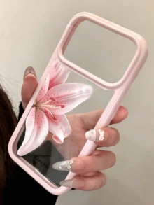 唯美鬱金香花卉透明手機殼，適用於 iPhone 17 16 15 14 13 12 Pro Max Plus 11，防震保護殼禮物 - 粉紅色百合花 - 查看 6