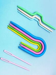 9pcs Cable Stitch Needle Set, Includes 4pcs U-Shaped + 3pcs V-Shaped Cable Stitch Needles & 2pcs 7cm Pink Sewing Needles, Suitable For Cable Knitting & Patchwork Sewing Of Sweaters, Scarves, Knitting Auxiliary Tools - Crochet Hook Set - View 4