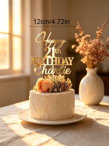 زينة كيك عيد ميلاد مخصصة بالاسم، اسم وعمر مخصص، ديكور كيك من الأكريليك الذهبي المرآة، مناسب لحفلات عيد الميلاد بعمر 30/40/50/60/أي عمر، هدية ديكور كيك عيد ميلاد إبداعية. - ملصق كعكة سي - مشاهدة 9