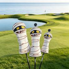 Personalized Cartoon Mummy Golf Wood Cover, Fits Driver, Fairway Wood, Hybrid, Wear-Resistant PU Leather Golf Club Headcover - White - View 2
