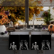 2/4/48pcs Halloween Series Funny Skeleton Bone Pattern Printed Kitchen Towels - Super Soft, Highly Absorbent Polyester Dishcloths And Hand Towels, Perfect For Holiday Decor, Kitchen Decor, Party Decor. - Multicolor - View 15