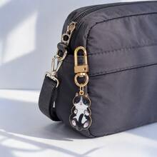 Miniso 1pc Cute Cat Keychain, Mini Kitten Pendant With Gold-Tone Lobster Clasp, Lightweight Bag Charm For Handbag, Backpack, Purse, Pouch And Keys, Cat Lover Gift, 4 Styles Available - Black & White Cat - View 1