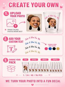 1/24/48/96pcs Customizable Personalized Face Photo Stickers With Custom Text, Fun Party Favors, Unique Gifts For Men And Women, Birthday, Wedding, Graduation, Reunion, New Year, Halloween And Christmas Custom Cup Decals, Stickers Only - Multicolor - View 7