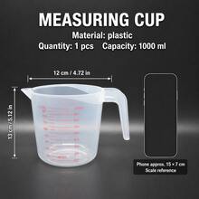 1pc/2pcs/3pcs/Multi-Purpose Measuring Cup, Transparent Plastic Heat-Resistant Stackable Measuring Cup With Angled Handle And Spout, Kitchen Essential Accessory, Transparent 500ml, 250ml, 1000ml, Measuring Cup (Low-Temperature Cleaning) - White - View 7