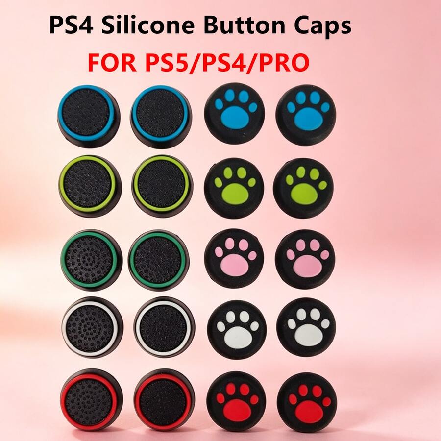 20個矽膠搖桿帽，相容於 PlayStation4/PlayStation5/Switch Pro 控制器，遊戲配件－搖桿帽、PlayStation5 控制器搖桿帽、搖桿套、矽膠保護帽、替換矽膠類比搖桿帽，防滑設計提升控制力，防滑、防塵，遊戲控制器配件