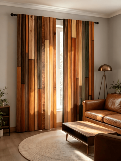 2 piezas Cortinas de unicolor marrón vintage con bolsillos para barra, material de poliéster multifuncional, adecuado para dormitorio, sala de estar, estudio y otras escenas decorativas