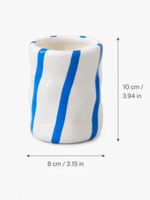 1件裝亮面波浪收納杯 浴室牙刷架 牙膏杯 化妝刷收納器 現代梳妝台桌面裝飾品 注意：若產品有異味，請放置於通風處1-3天 - 1PC - 查看 7