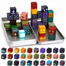 磁力積木 Mine World 鐵盒版 磁力洞穴世界建築積木玩具套組 STEM 教育感官玩具 適合 3 歲以上男孩女孩的最佳禮物 2026 - 黑色 - 查看 2