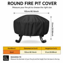 Round Fire Pit Cover - 5 Sizes Available, Heavy Duty 300D Oxford Fabric, Drawstring Design Bottom (Black), Suitable For Fire Pit, Propane Fire Pit, Perfect Holiday Party Gift For Family And Friends (Cover Only) - View 9