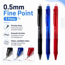 3 Packs 0.5mm Erasable Gel Pens, Assorted Color Friction Pens With Built-In Eraser, Comfort Grip And Pocket Clip, Smooth Writing Pens For Students, School, Office, Homework, Notes, Journaling And Planning - Multicolor - View 5