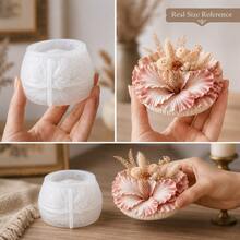 1pc 3D Hibiscus Flower Pot Silicone Mold, DIY Handmade Cement Succulent Planter Mold, Suitable For Casting Plaster Aromatherapy Storage Box, Resin Small Flower Pot, Soft Silicone Easy To Demold, Clear 3D Texture, Ideal For Home Crafts, Desktop Decoration, Aromatherapy Container Making, Creative Greenery Planter Molding Tool For Handmade Enthusiasts - A - View 2