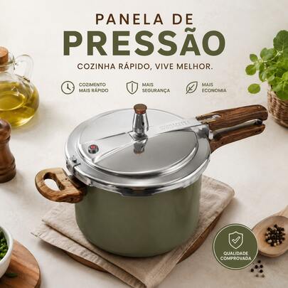 Panela de Pressão Max Chef Wood Indução 4,2L Verde acinzentado
