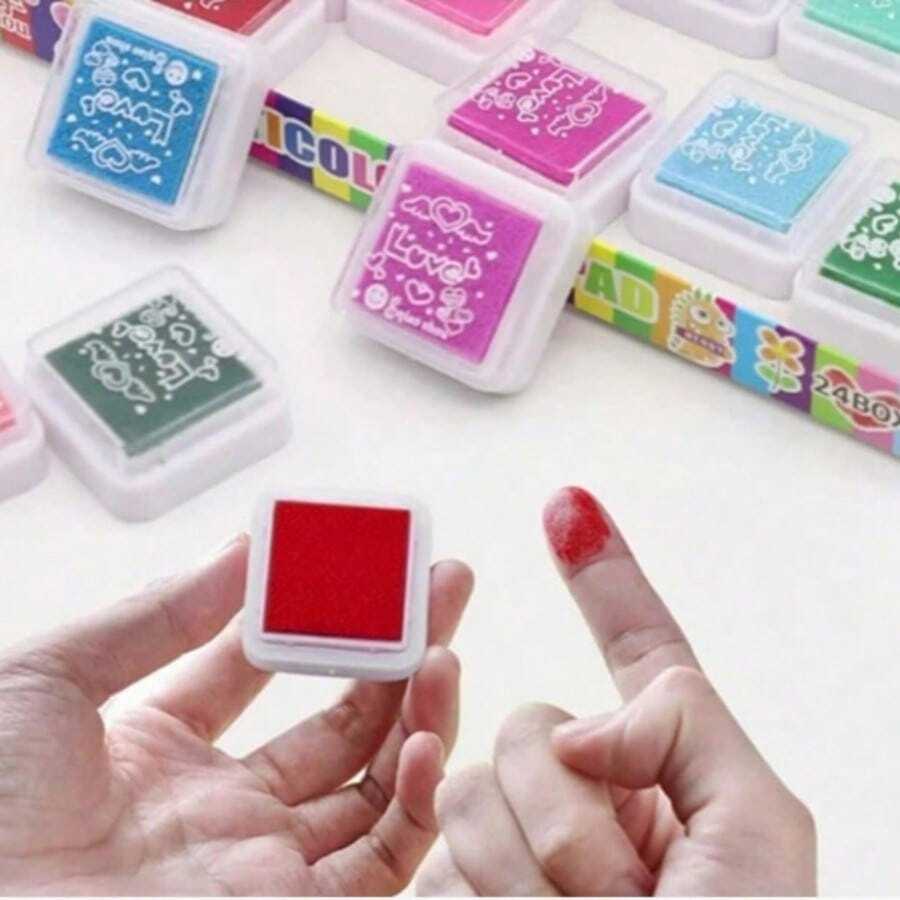 12-Color Ink Pad Set, Doodle Art Book, DIY Painting Book, Suitable For Crafts, Scrapbooking And Fingerprint Art - Perfect For Birthday Parties And Gifts