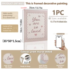 1pc Framed Canvas Baby Nursery Wall Art Decor, "You Are So Loved" Children's Artwork, Soft Pink Plaid Background With Heart And Wave Border, Bohemian Style Baby Girl Nursery Decor, Ready To Hang Framed Painting, Suitable For Toddler Bedroom, Playroom, Classroom, Baby Shower Gift, Little Baby Gift, Love And Affirmation Themed Artwork, Soft Pastel Color Palette Aesthetic, Modern Whimsical Style Children's Room Accent Decor - Multicolor - View 12