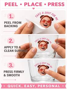 1/24/48/96pcs Customizable Personalized Face Photo Stickers With Custom Text, Fun Party Favors, Unique Gifts For Men And Women, Birthday, Wedding, Graduation, Reunion, New Year, Halloween And Christmas Custom Cup Decals, Stickers Only - Multicolor - View 6