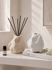 1pc/2pcs Wabi Sabi Asymmetrical Rock-Shaped Reed Diffuser Bottle, Textured Stone Aromatherapy Oil Container, Empty Fragrance Vase, Suitable For Home Bedroom Bathroom Desktop Decor, Minimalist Housewarming Gift - Vintage Stone Aroma Diffuser Bottle - View 4