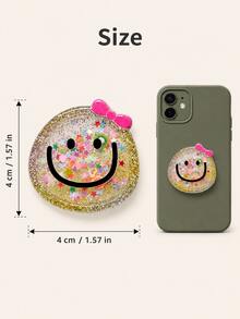 1pc Phone Air Cushion Stand, Smiling Bow Decor Expandable Minimalist Phone Holder - Multicolor - View 2