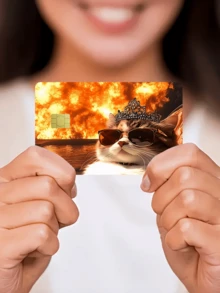 1pc Cool Cat Official Credit Card Sticker Privacy Protection Card Skin, Fun Holiday Gift PVC Material Anti-Fingerprint Anti-Scratch Wear-Resistant Card Sleeve, Suitable For Couples, Small Chip Card, Bank Card, Credit Card, Transit Card, Student Campus Card Personalized DIY - Multicolor - View 7