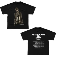 The Weekndd After Hours Til Dawn Black Reversible Tee With Metal Cyborg And Artist Name Front, Tour Title, Europe Cities And Dates Back. - Black - View 8