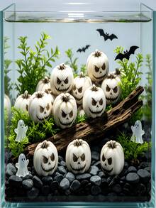 20/10/3pcs Halloween Mini Pumpkin Decorations, White Pumpkin Figurines, Horror Party Favors, Suitable For Home, Fish Tank, Micro Landscape, Flower Pot, Desktop, Halloween Decor Items - Multicolor - View 1