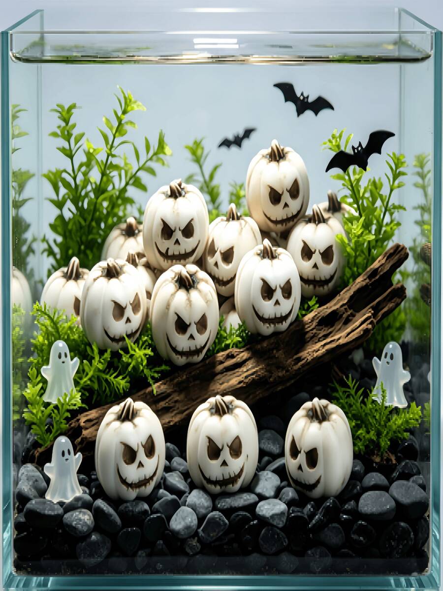 20/10/3pcs Halloween Mini Pumpkin Decorations, White Pumpkin Figurines, Horror Party Favors, Suitable For Home, Fish Tank, Micro Landscape, Flower Pot, Desktop, Halloween Decor Items - Multicolor - View 1
