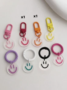 Cute 8pcs/Set Women's Smile Design Multi-Color Candy Color Car Earphone Keychain, Fashion Key Ring, Suitable For Daily Wear, Keychain Gift Souvenir - Multicolor - View 13