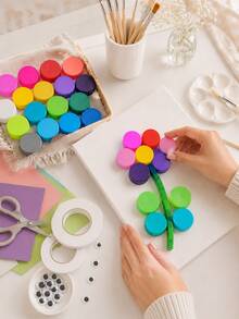 100pcs/1pc - 19 Colors Assorted Plastic Bottle Caps, Suitable For Round DIY Craft Materials, Used For Creative Collage, Painting, Scrapbooking, Photo Frame Decoration, Handmade Art Projects And Craft Supplies - Multicolor - View 6