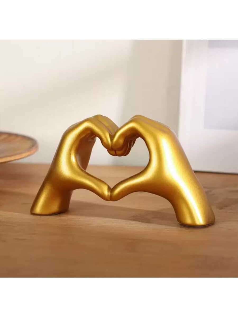1pc Heart Gesture Decor, Heart Finger Statue Modern Art Sculpture Personalized Finger Home Decor, Creative Wedding Table Decor, Valentine's Day And New Year Gifts - 1PC - View 1
