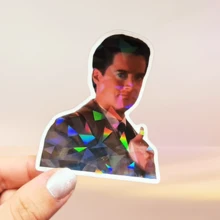 Twin Peaks: Agent Dale Cooper Sticker - Vinyl Sticker With Book And Cat Graphic, Weather-Resistant Car Sticker, Suitable For Cars, Trucks, SUVs, Cat Stickers, Humorous Stickers, High-Quality Adhesive Backing - Multicolor - View 1