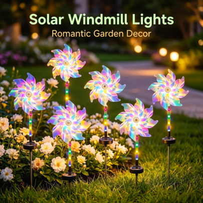 YEYAYU 1/2pcs Solar Powered Outdoor Garden Wind Rotating Colorful Windmill Lights, LED Fairy Lawn Lights For Wedding, Party, Balcony, Gift, Camping, Porch, Park, Pathway, Holiday Atmosphere, Christmas Decoration