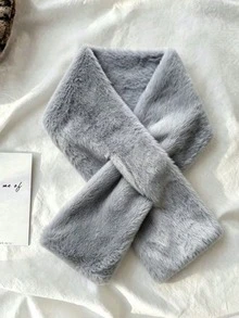 1pc Women's Winter Multi-Use Plush Thick Scarf Solid Color Plush Neck Cover, Cute Plush Scarf For Girls - Multicolor - View 17