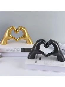1pc Heart Gesture Decor, Heart Finger Statue Modern Art Sculpture Personalized Finger Home Decor, Creative Wedding Table Decor, Valentine's Day And New Year Gifts - 1PC - View 2